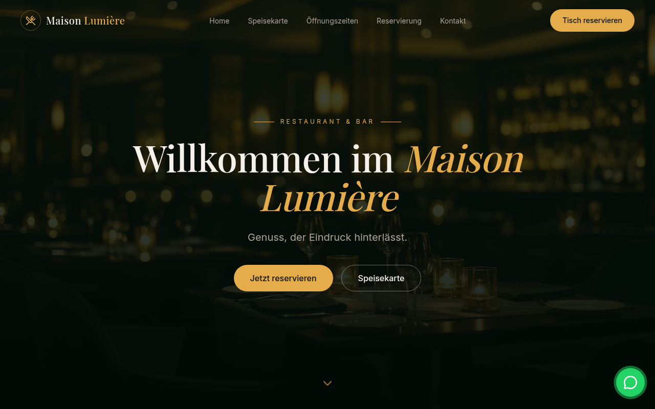 Maison Lumière – Restaurant & Bar Website